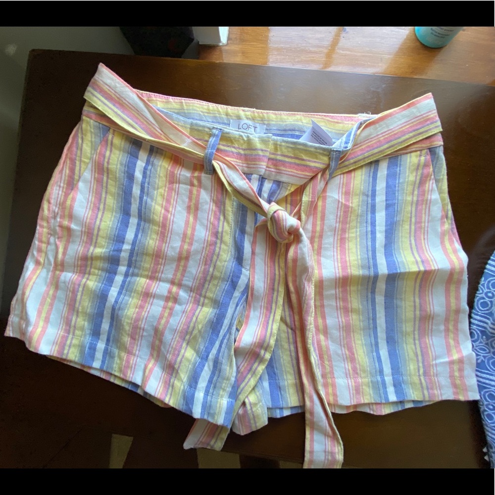 LOFT Linen Shorts with Tie